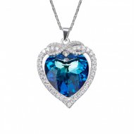 Fashion Blue Austrian Crystal 925 Sterling Silver Infinity Heart Necklace Fashion Blue Austrian Crystal 925 Sterling Silver Infinity Heart Necklace