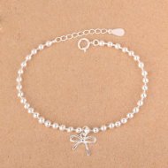 Girl Bowknot Beads 925 Sterling Silver Bracelet Girl Bowknot Beads 925 Sterling Silver Bracelet