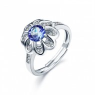 0.65ct Vintage Natural Tanzanite Sterling Silver Flower Adjustable Ring 0.65ct Vintage Natural Tanzanite Sterling Silver Flower Adjustable Ring