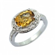 Fashion Oval Natural Citrine 925 Sterling Silver CZ Ring Fashion Oval Natural Citrine 925 Sterling Silver CZ Ring
