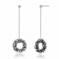 Elegant Austrian Crystal Ring CZ 925 Sterling Silver Dangling Earrings Elegant Austrian Crystal Ring CZ 925 Sterling Silver Dangling Earrings