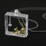 Fashion Cat Playing Ball 925 Sterling Silver Pendant Fashion Cat Playing Ball 925 Sterling Silver Pendant