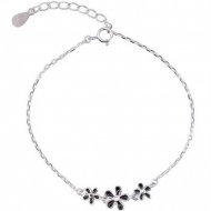 Beautiful Three Black Flowers 925 Sterling Silver Anklet Beautiful Three Black Flowers 925 Sterling Silver Anklet