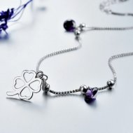 Fashion Four Leaf Clover Open Frame CZ 925 Sterling Silver Bracelet Fashion Four Leaf Clover Open Frame CZ 925 Sterling Silver Bracelet
