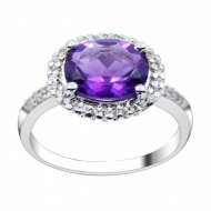 Fashion Oval Natural Amethyst CZ 925 Sterling Silver Ring Fashion Oval Natural Amethyst CZ 925 Sterling Silver Ring