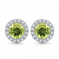 2.0ct Peridot natural August Birthstone plata de ley aretes de corte redondo pendientes 2.0ct Peridot natural August Birthstone plata de ley aretes de corte redondo pendientes