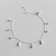Women's Dangling Balls Cylinder 925 Sterling Silver Adjustable Anklet