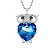 Fashion Blue Austrian Crystal 925 Sterling Silver Owl Necklace Fashion Blue Austrian Crystal 925 Sterling Silver Owl Necklace