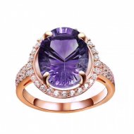Fashion Oval Natural Amethyst Solid 925 Sterling Silver CZ Ring Fashion Oval Natural Amethyst Solid 925 Sterling Silver CZ Ring