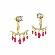 Fashion Created Ruby Tassel CZ 925 Sterling Silver Dangling Earrings Fashion Created Ruby Tassel CZ 925 Sterling Silver Dangling Earrings