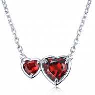 Collar de Corazones de lado a lado de plata esterlina 925 rojo natural de granate 925 Collar de Corazones de lado a lado de plata esterlina 925 rojo natural de granate 925