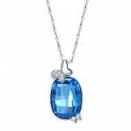 Fashion Butterfly Blue Oval Austrian Crystal CZ 925 Sterling Silver Necklace Fashion Butterfly Blue Oval Austrian Crystal CZ 925 Sterling Silver Necklace